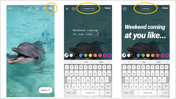 Add any of the font options to a regular story post by adding text and selecting the font style.