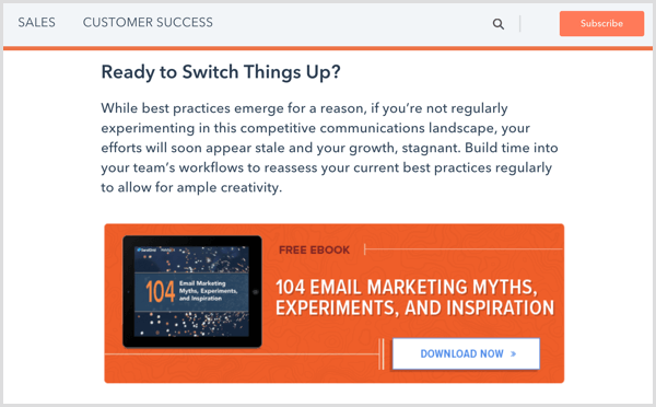 A Hubspot blog post with a CTA