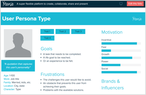 Create a buyer persona with a template from Xtensio.