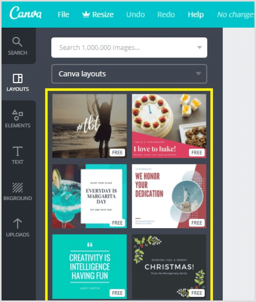 Canva template layouts