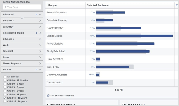 Zeigen Sie Facebook Audience Insights für ein benutzerdefiniertes Publikum an.