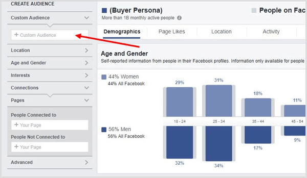 In Facebook Audience Insights, select a custom audience you've created.