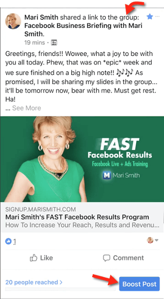 The Boost Post button has arrived to Facebook Groups.