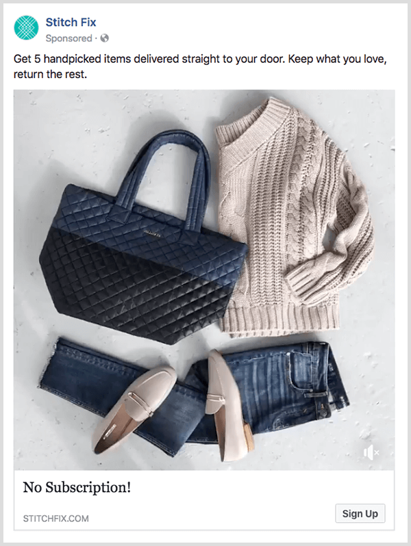 Facebook conversion ad from Stitch Fix has a Shop Now button.