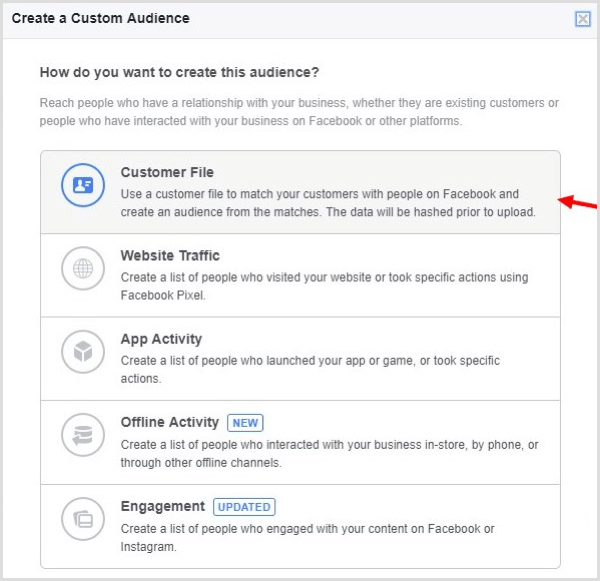 Create a Facebook create custom audience based on your email list.