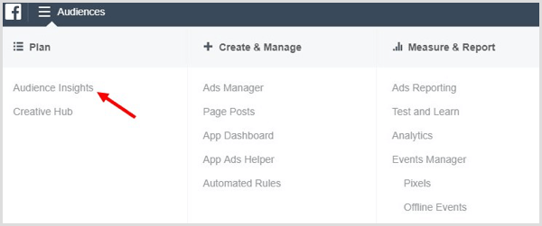 In Ads Manager, click Audience Insights.