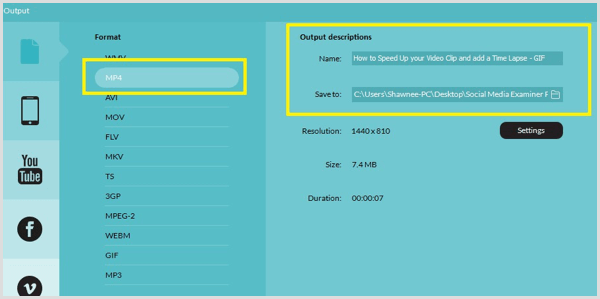 Filmora export options