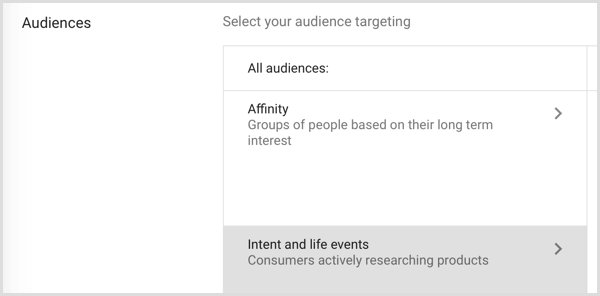 Google Adwords audience targeting life events