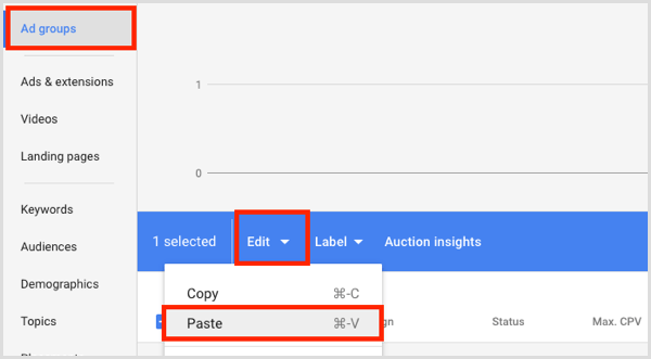 Google Adwords copy and paste ad groups