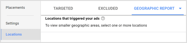 Google Adwords geographic report tab