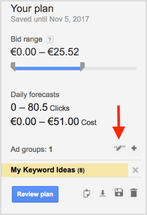 Google AdWords Keyword Planner match type