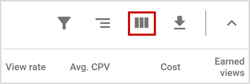 Google AdWords Modify Columns button