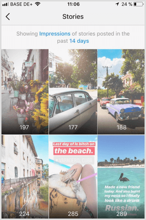View Instagram Stories Impressions data in Instagram Analytics.