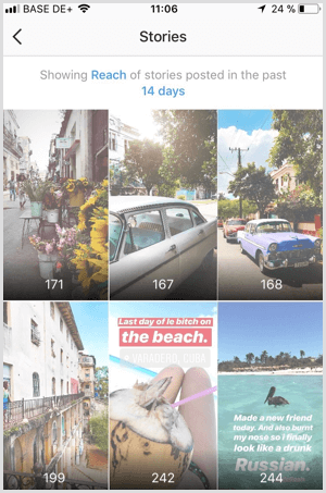 View Instagram Stories Reach data in Instagram Analytics.