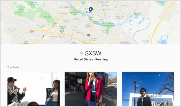 Die Nutzer können alle mit Ihrem Event-Geotag getaggten Instagram-Beiträge auf einer Seite zum Erkunden von Orten anzeigen.