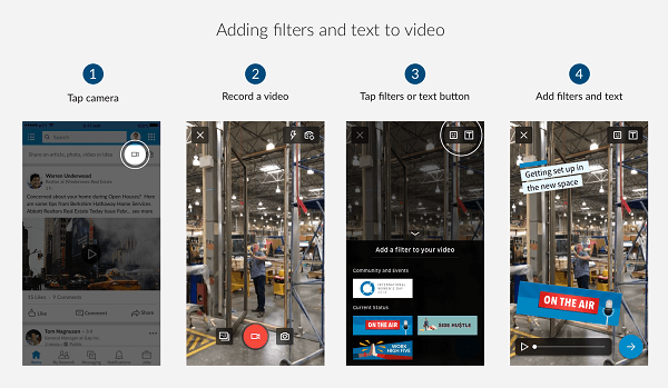 LinkedIn released news filters and text styles for LinkedInvideo.