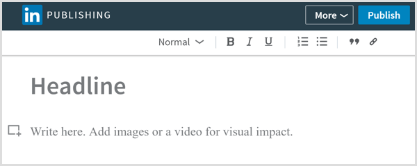 LinkedIn publishing tool for writing long-form articles