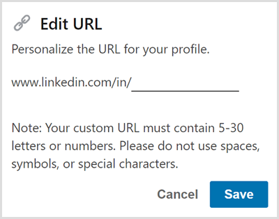 Edit the URL for your LinkedIn profile.