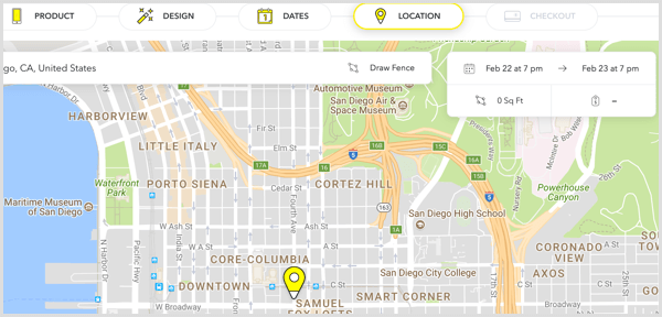 Select the area in which you want the Snapchat filter to be available.