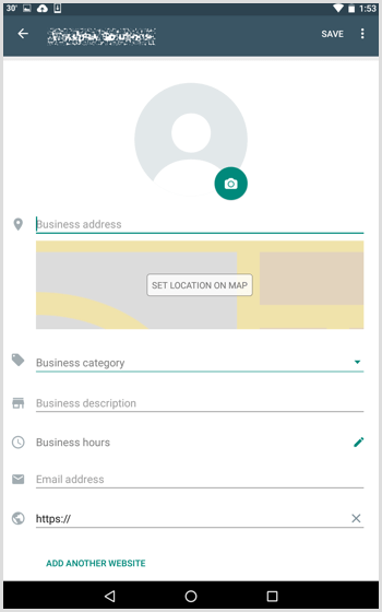 Fill in the details you want to include in your WhatsApp Business profile.