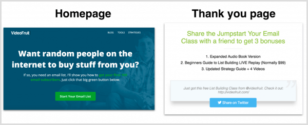 This thank-you page offers bonus content in exchange for a share.