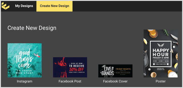 Click the Create New Design tab in Easil.