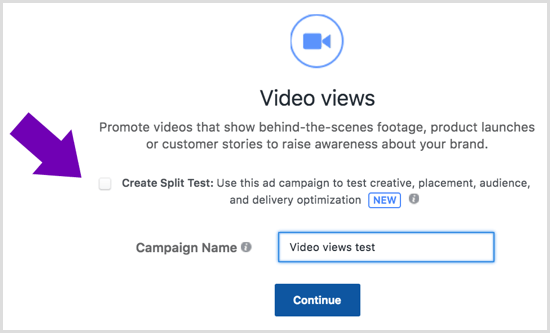 Select the Create Split Test checkbox at the campaign creation stage.