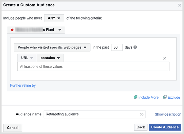 Facebook custom audiences can retarget people who visited your sales or product page.