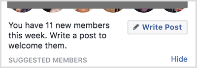 Write a post to welcome new members to your Facebook group.