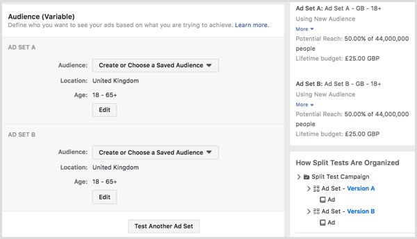 Split test running your Facebook ads to two or more audiences.