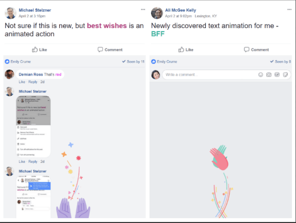 Facebook added two new animated text features and ability to disable all animated text.