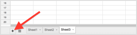 Google Sheets Add Sheet button