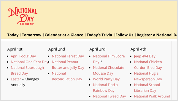 National Day calendar
