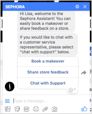 A conversation with the Sephora bot assistant.