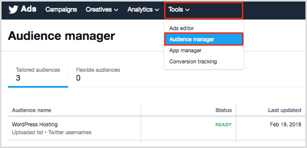 Twitter Ads Audience Manager