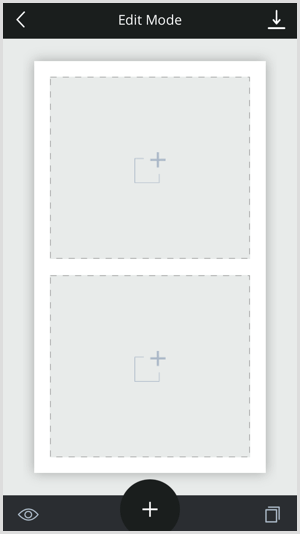 Tap the + icon in the Unfold template to add your content.