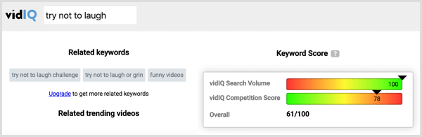 Click a competitor's tag in VidIQ to see the search volume and competition for that tag.