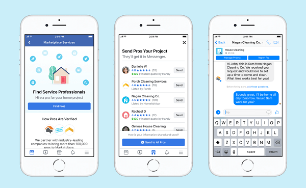 Facebook Marketplace listings will now include thousands of top-rated and vetted local home service professionals such as house cleaners, plumbers, contractors, and more.