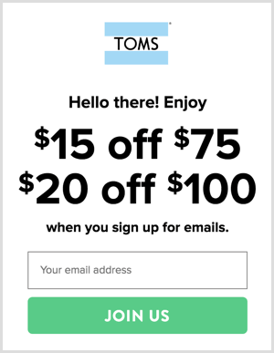 An email signup form on a landing page.