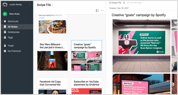 Evernote swipe file