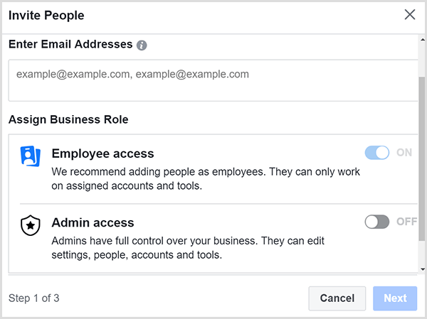 Select whether to give Employee Access or Admin Access.