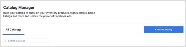 Create Catalog button in Facebook Catalog Manager
