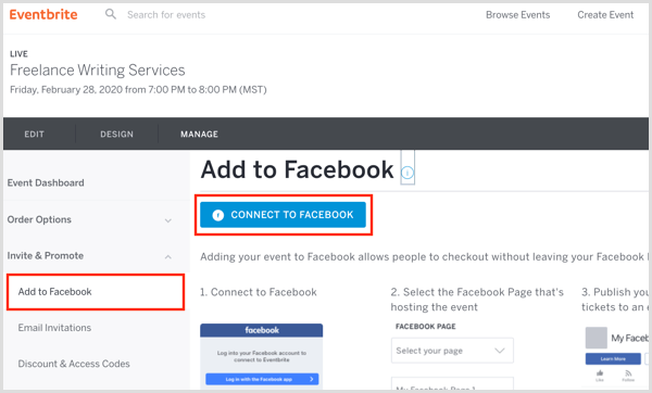 link Eventbrite listing to Facebook event