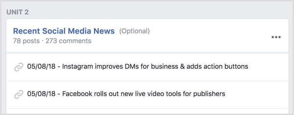 Create a Facebook group unit for breaking news.