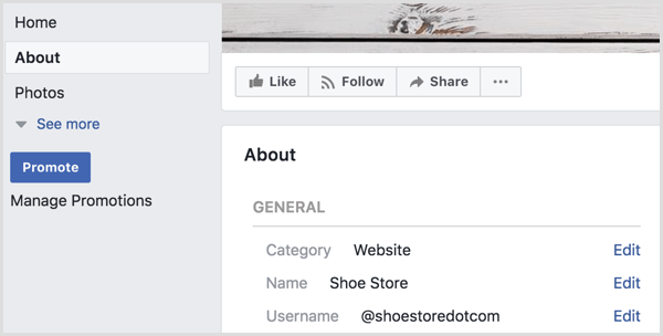 Facebook page preview edit