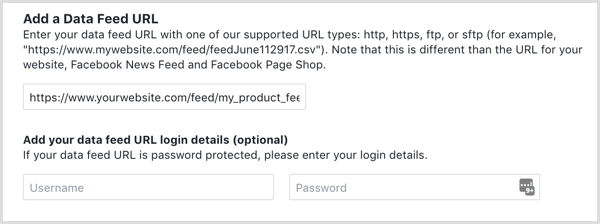 Paste your product feed URL in the box.