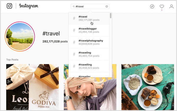 For certain Instagram hashtag searches, different users may see different content results.