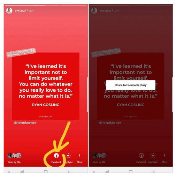 Facebook appears to have rolled out a new way to easily share Instagram Stories to Facebook Stories.