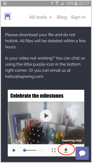 Download your video in Kapwing.