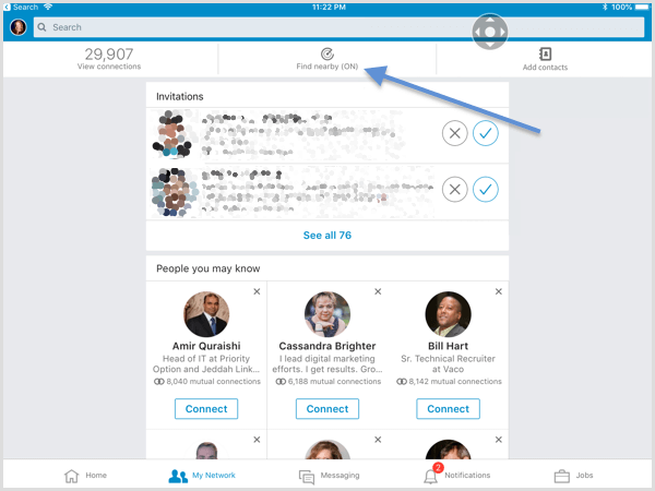 LinkedIn Find Nearby feature